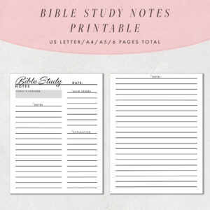 Bible Study Notes Template Printable Bible Study Journal Pages Christian Notes Planner US Letter Size A4 And A5 Etsy