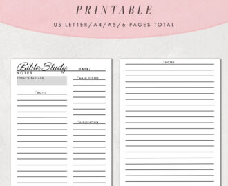 Bible Study Notes Template Printable Bible Study Journal Pages Christian Notes Planner US Letter Size A4 And A5 Etsy