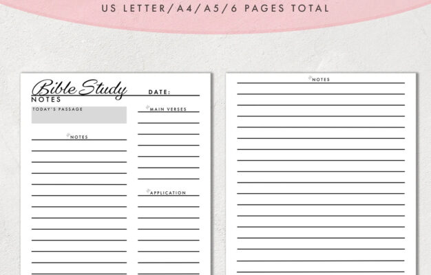 Bible Study Notes Template Printable Bible Study Journal Pages Christian Notes Planner US Letter Size A4 And A5 Etsy