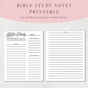 bible study notes template printable bible study journal pages christian notes planner us letter size a4 and a5 etsy