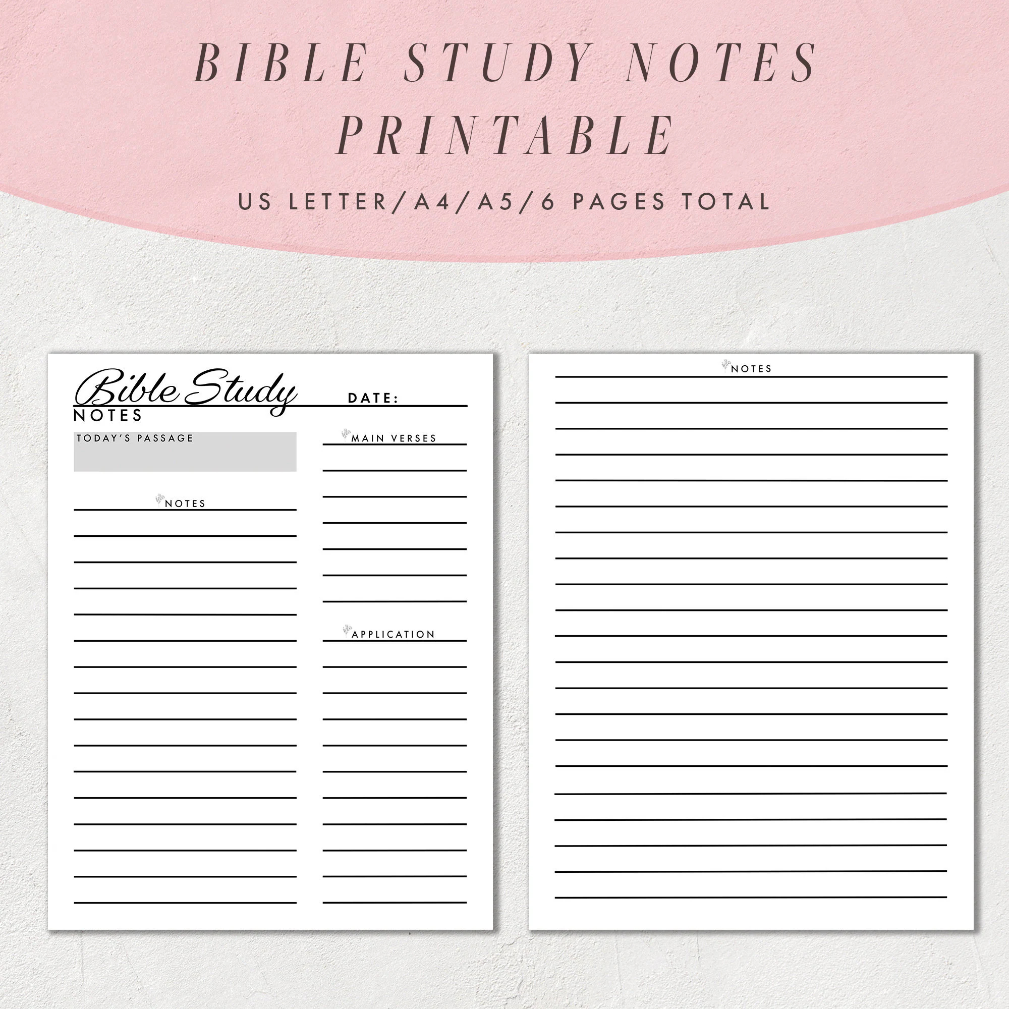 bible study notes template printable bible study journal pages christian notes planner us letter size a4 and a5 etsy
