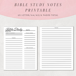 Bible Study Notes Template Printable Bible Study Journal Pages Christian Notes Planner US Letter Size A4 And A5 Etsy