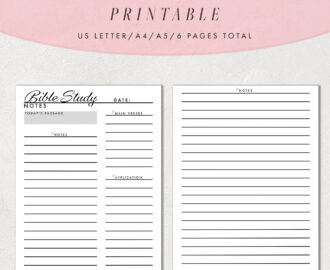 Bible Study Notes Template Printable Bible Study Journal Pages Christian Notes Planner US Letter Size A4 And A5 Etsy