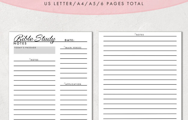 Bible Study Notes Template Printable Bible Study Journal Pages Christian Notes Planner US Letter Size A4 And A5 Etsy