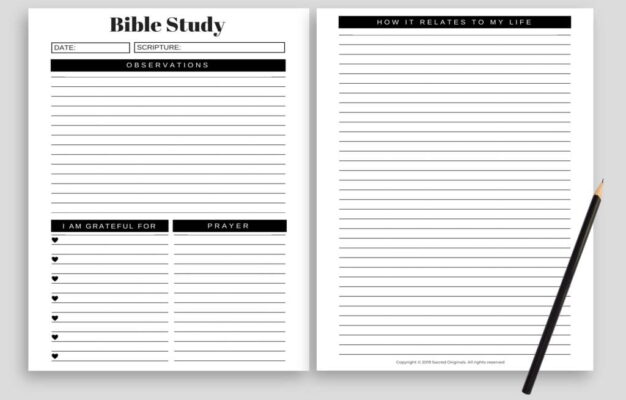 Bible Study Planner Inserts Printable Sacred Originals
