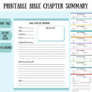 Bible Study Planner Printable Bible Chapter Summary Print At Home Bible Journal Pages Bible Study Pages Faith Journal Etsy