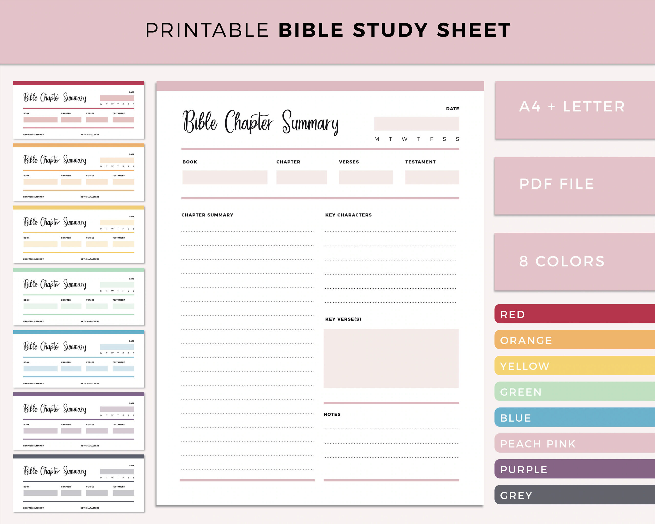 Bible Study Printable Bible Chapter Summary Bible Study Journal Pages Faith Journal Bible Journalling A4 And Letter Size Etsy
