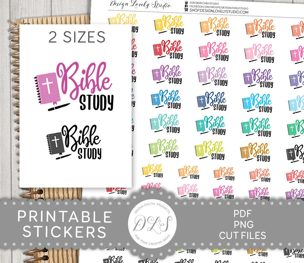 BIBLE STUDY Printable Planner Stickers Faith Planner Stickers Church Planner Stickers Bible Journaling Stickers Cut Files SS133 Etsy