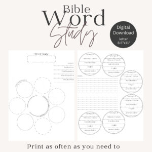 Bible Study Printable Word Study Scripture Planner Worksheet Printable PDF Bible Word Study Etsy
