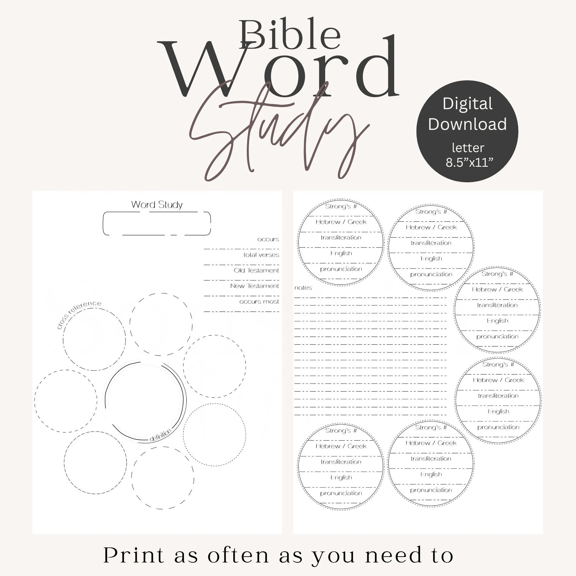 Bible Study Printable Word Study Scripture Planner Worksheet Printable PDF Bible Word Study Etsy