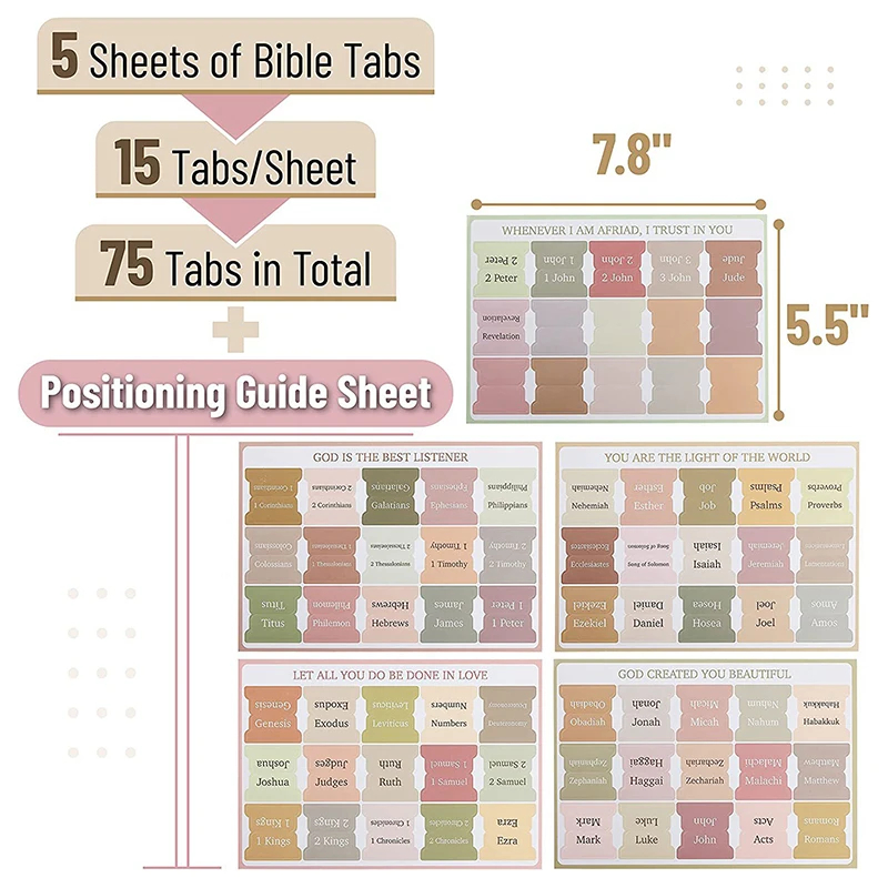 Bible Study Supplies Spanish Bible Tabs 80 Repositionable Laminated Stickers Large Print Bible Tabs For Women