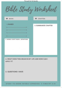 Bible Study Worksheet Bible Study Printable Etsy