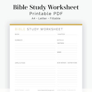 bible study worksheet fillable printable pdf journaling