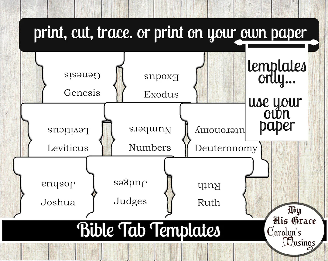 bible tab templates 66 bible tabs labels black white ink saver digital download print own your own paper stickers etsy