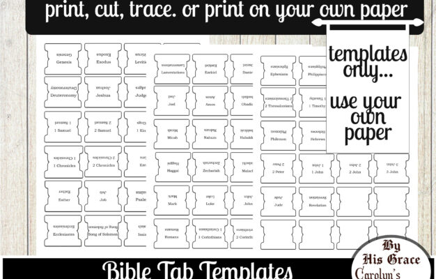 Bible Tab Templates 66 Bible Tabs labels Black White Ink Saver Digital Download Print Own Your Own Paper Stickers Etsy