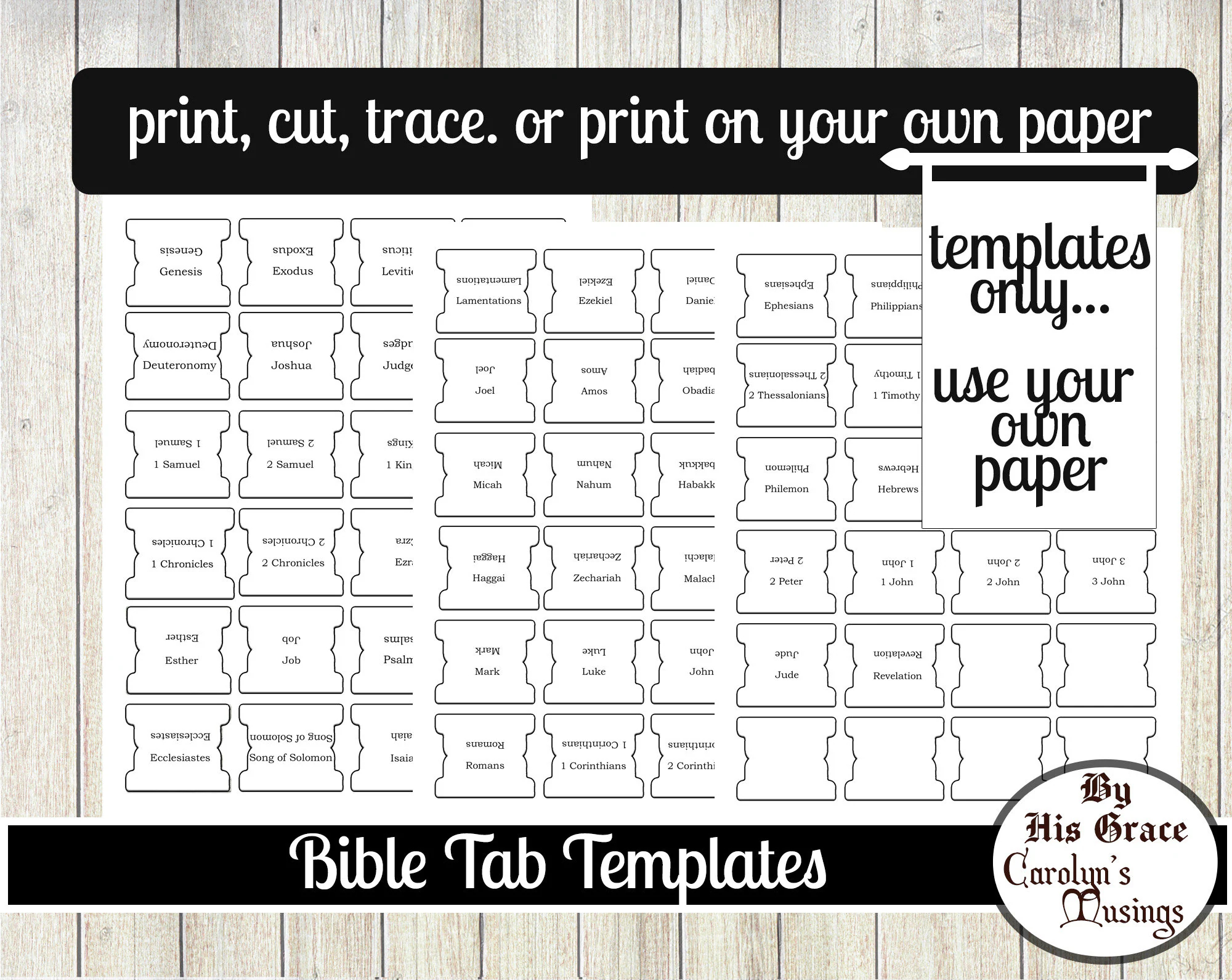 Bible Tab Templates 66 Bible Tabs labels Black White Ink Saver Digital Download Print Own Your Own Paper Stickers Etsy