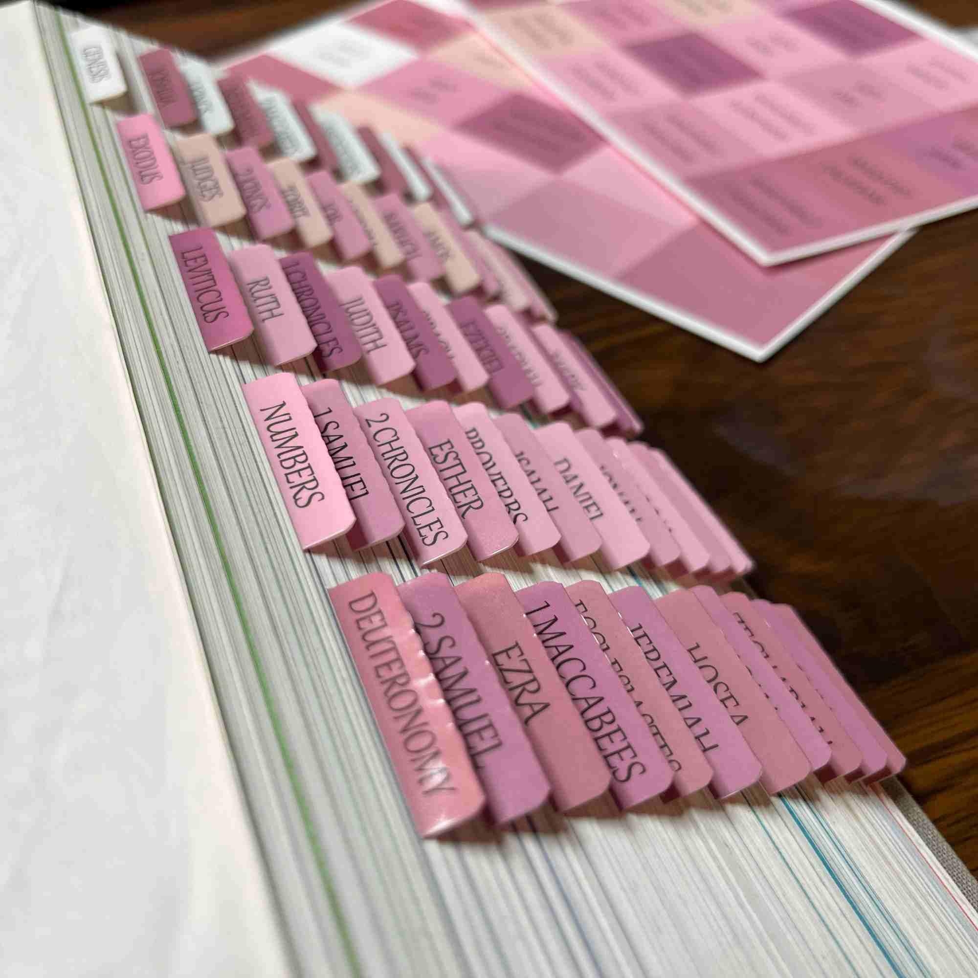 Bible Tabs 75 Laminated With Alignment Guide Repositionable Large Print Stickers For Easy Reading And Applying In Bibles For Women And Men Esv Bible