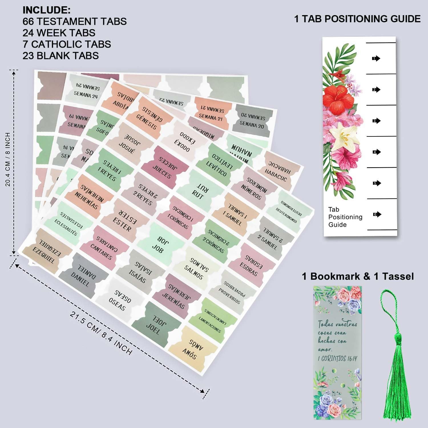 Bible Tabs Spanish Bible Index Tabs Floral Design Matte Laminated 122 Pc Set Bible Tabs For Men