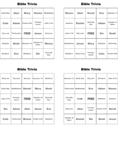 Bible Trivia Bingo Cards WordMint