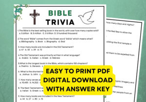 Bible Trivia Game Instant Digital Download PDF Printable 23 Questions 2 Pages Plus An Answer Key Great For Parties Etsy