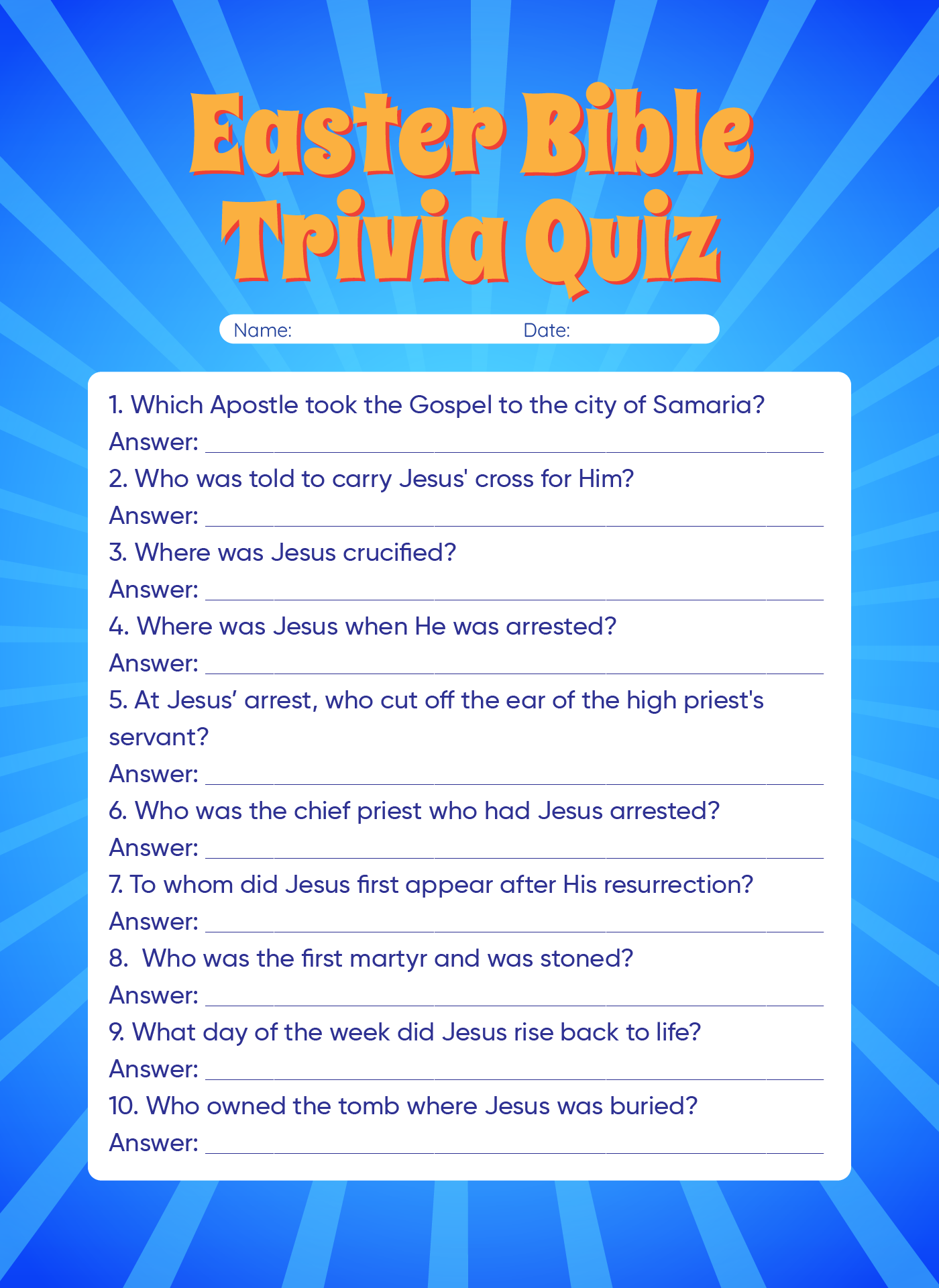Bible Trivia Questions And Answers 10 Free PDF Printables Printablee