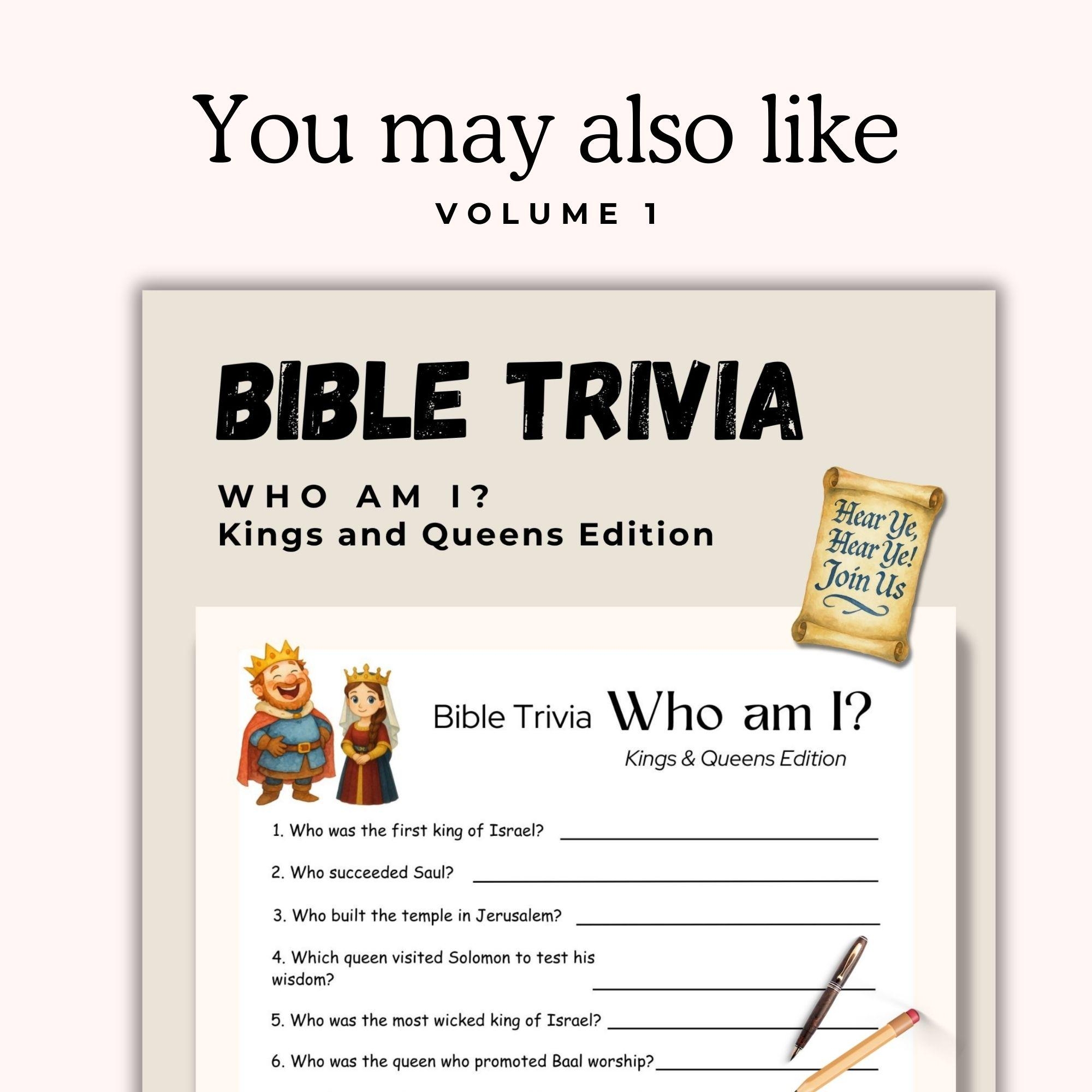 Bible Trivia Quiz For Adults Who Am I Bible Trivia Questions Printable bible Trivia For Teens bible Study Lesson Game kings Queens Etsy