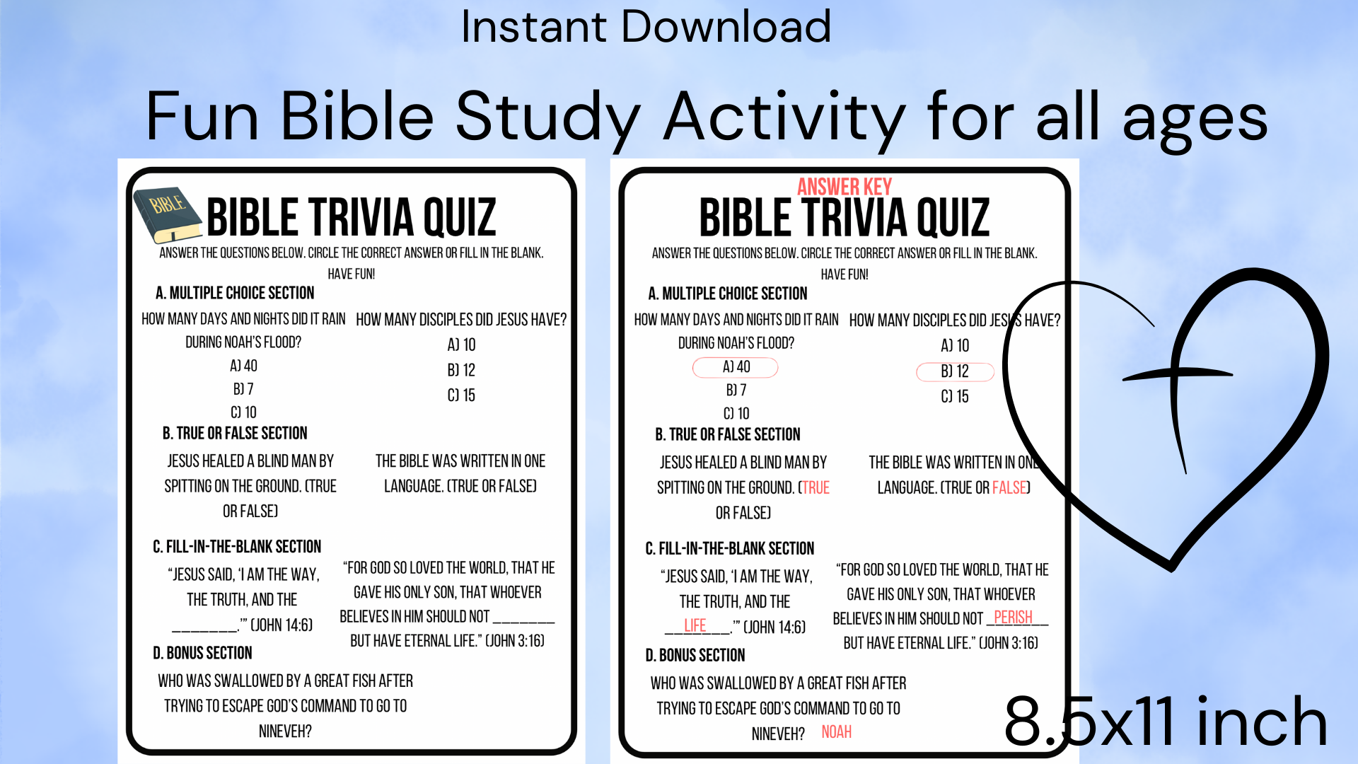 Bible Trivia Quiz Sheets Printable Bible Questions Answer Key Fun For All Ages Classful