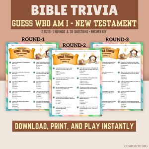 Bible Trivia Who Am I New Testament Game Printable I Total 3 Rounds I Bible Quiz I Church Activity I For Adults Kids I Instant Download I Etsy