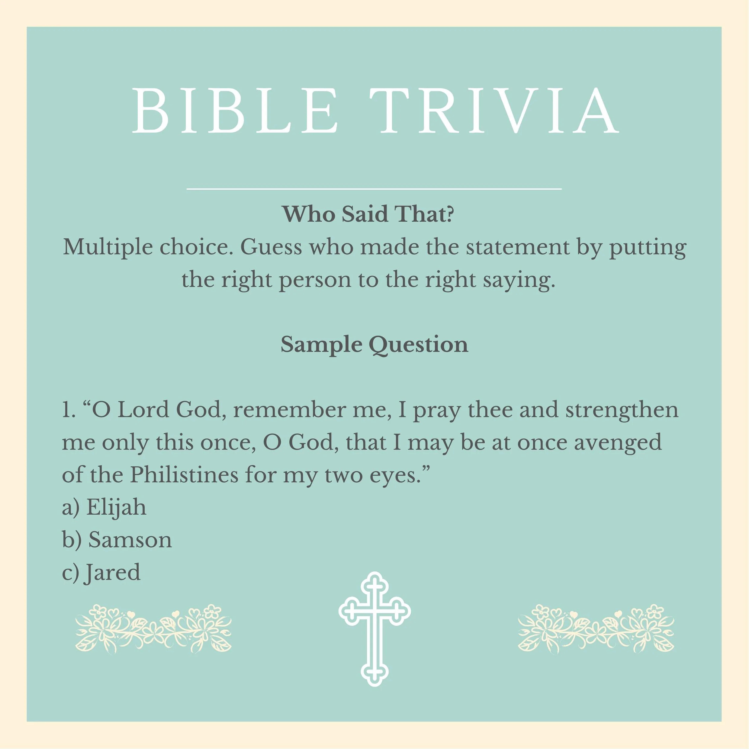 Bible Trivia Who Said That 100 Quotes To Test Your Bible Knowledge Plus 1 Bonus Quiz Etsy