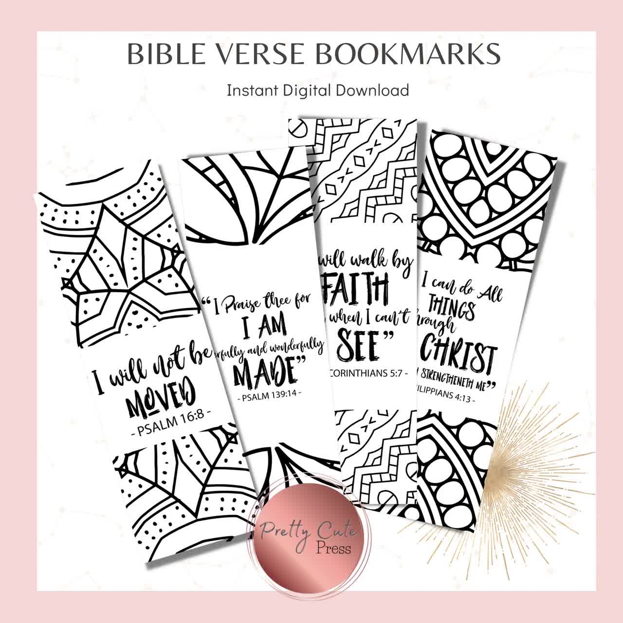 Bible Verse Bookmark Scripture Bookmarks Printable Verse Print Book Lover Coloring Inspirational Marker Etsy