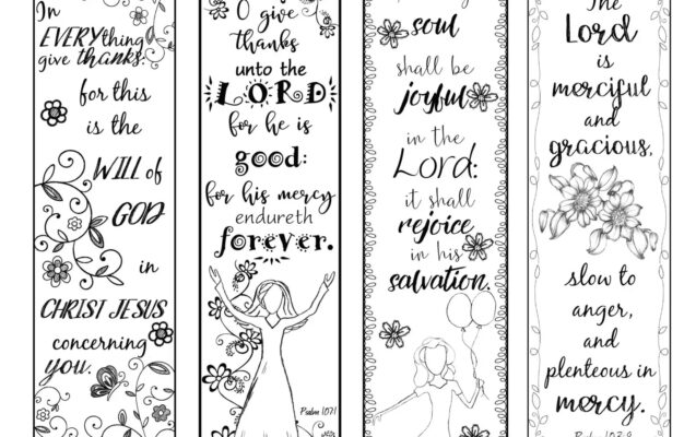 Bible Verse Bookmarks On Thankfulness B W Color Your Own Print And Cut Etsy