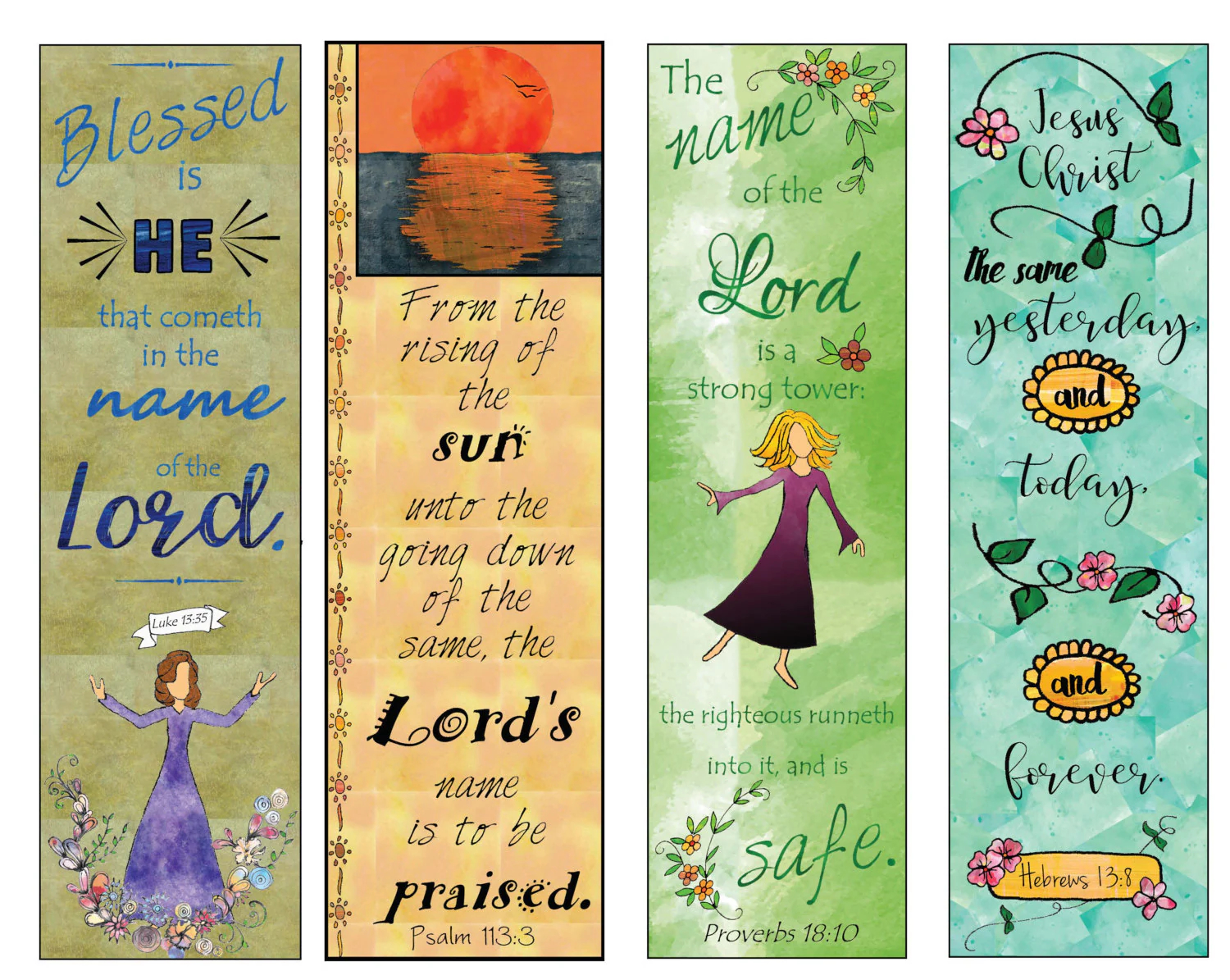 Bible Verse Bookmarks On The Name Of The Lord DIY Full Color Print And Cut Etsy