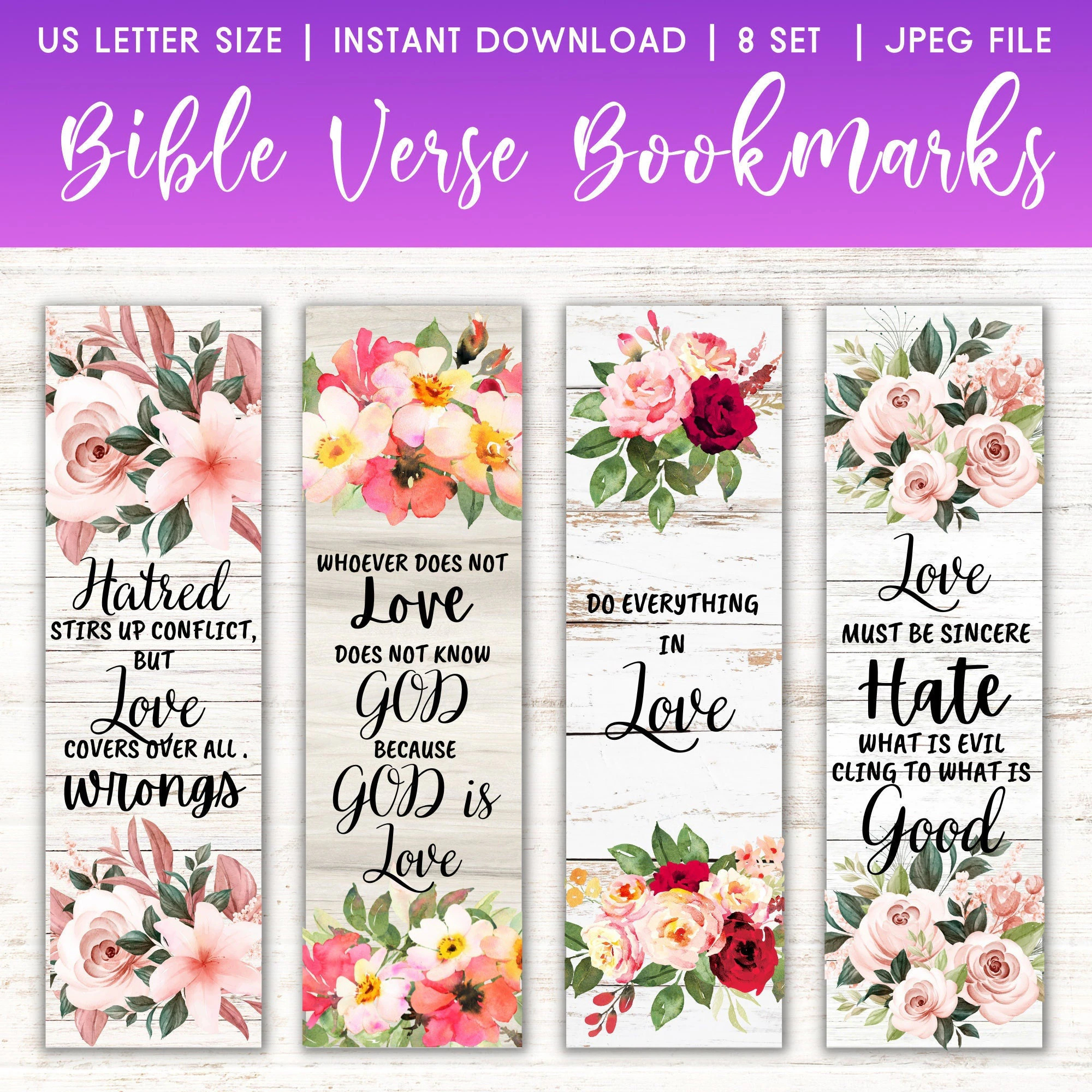 Bible Verse Bookmarks Printable Christian Bookmarks Bible Quotes Scripture Bookmark Bible Study Gifts Floral Bookmark For Women Etsy