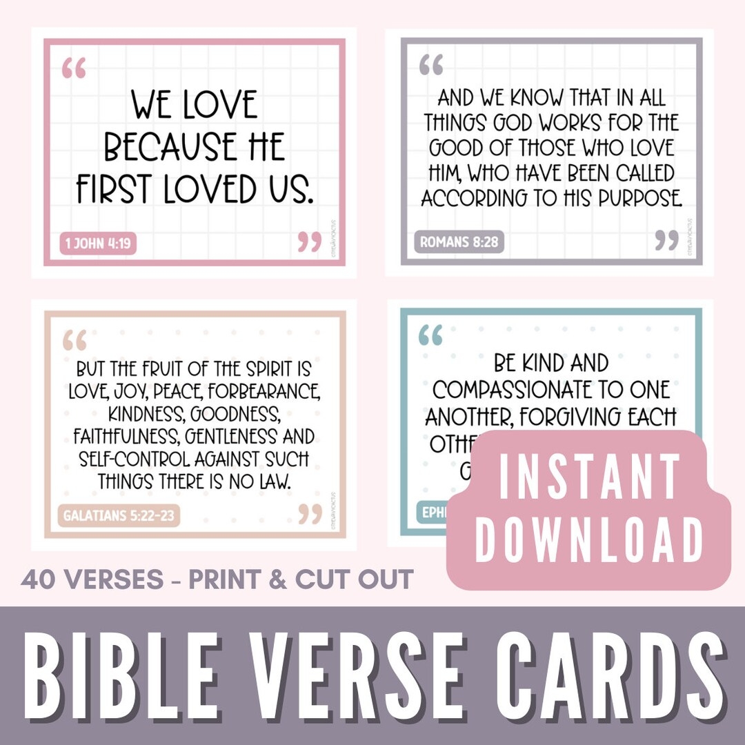 Bible Verse Cards Printable Scripture Cards Bible Memory Verse Mini Scripture Cards Etsy