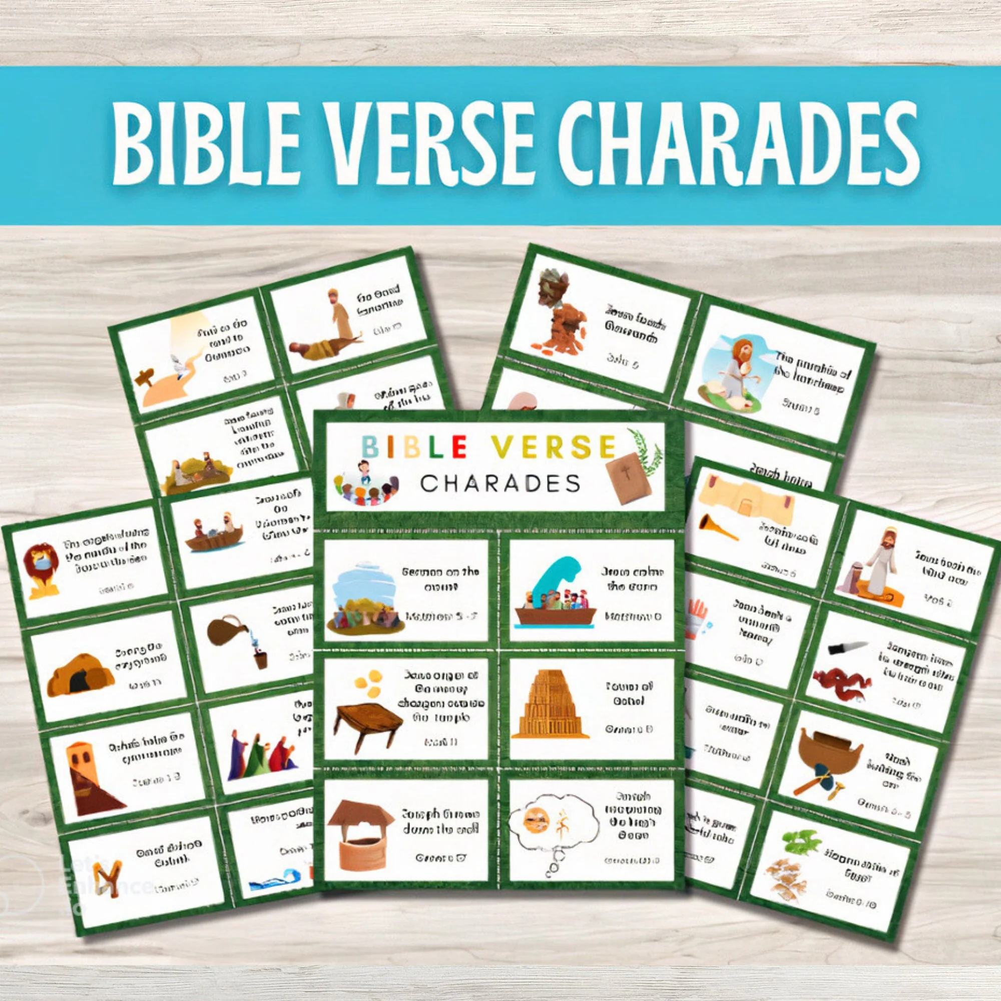 Bible Verse Charades For Kids Bible Pictionary Bible Activities For Kids Church Activity Ice Breaker Sunday School Game Kids Bible Game Etsy