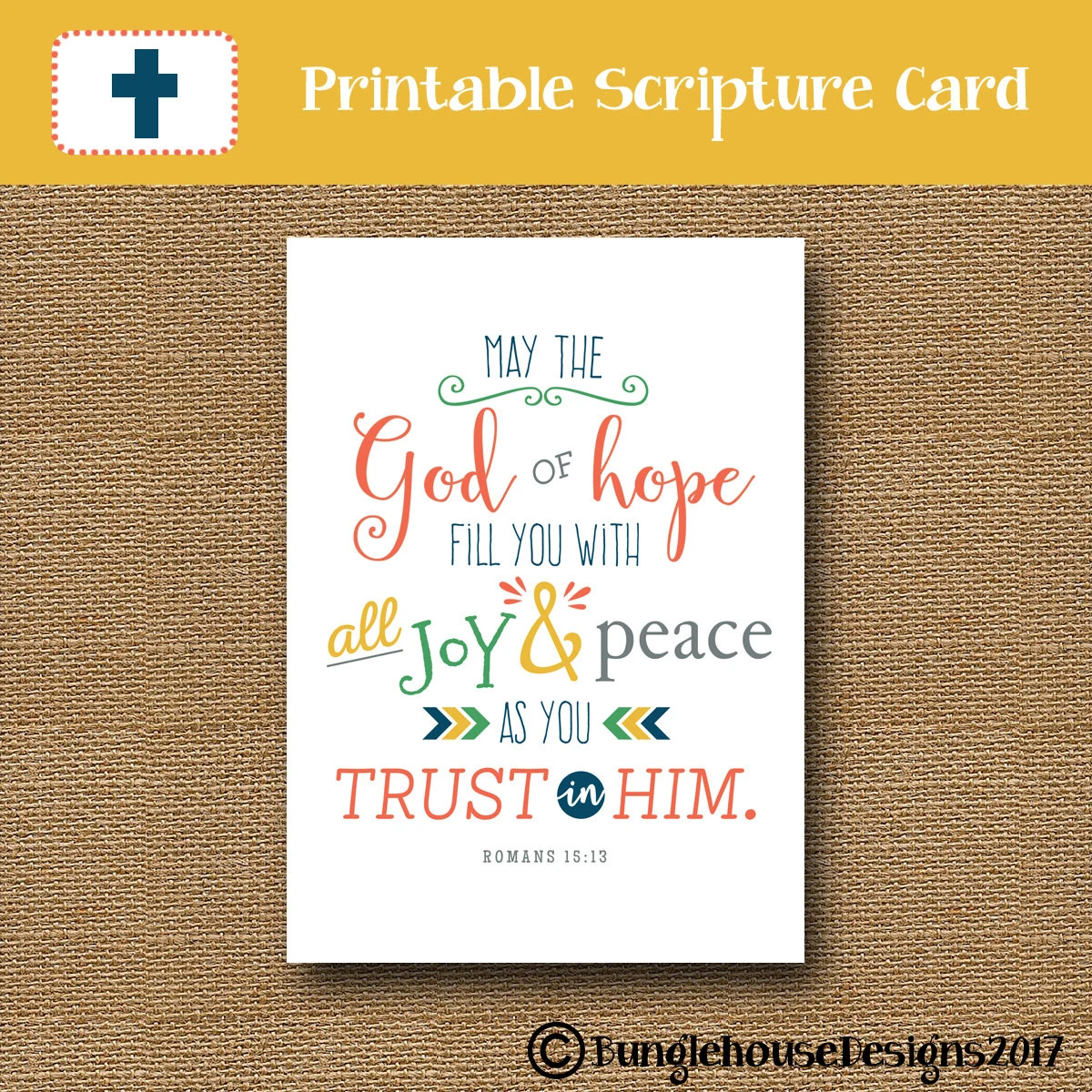 Bible Verse Encouragement Card Printable Christian Greeting Card Scripture Hope Card DIY PRINTABLE God Of Hope Romans 15 13 Card Etsy