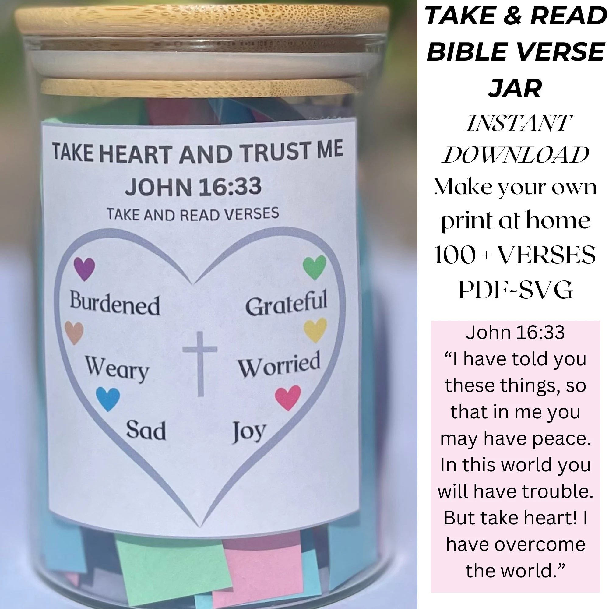 Bible Verse Jar Label DIY Scripture For Emotional Support digital Download Etsy