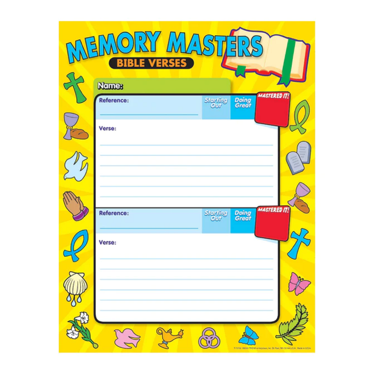 Bible Verse Memory Chart Set W Reward Stickers Verses Scripture Tracking Sheet EBay