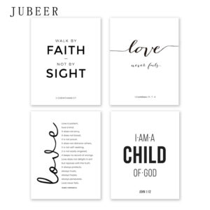 Bible Verse Poster And Prints Love Is Patient Love Is Kind Wall Art Print Christian Quotes Canvas Painting Posters On The Wall Price History Review AliExpress Seller JUBEER