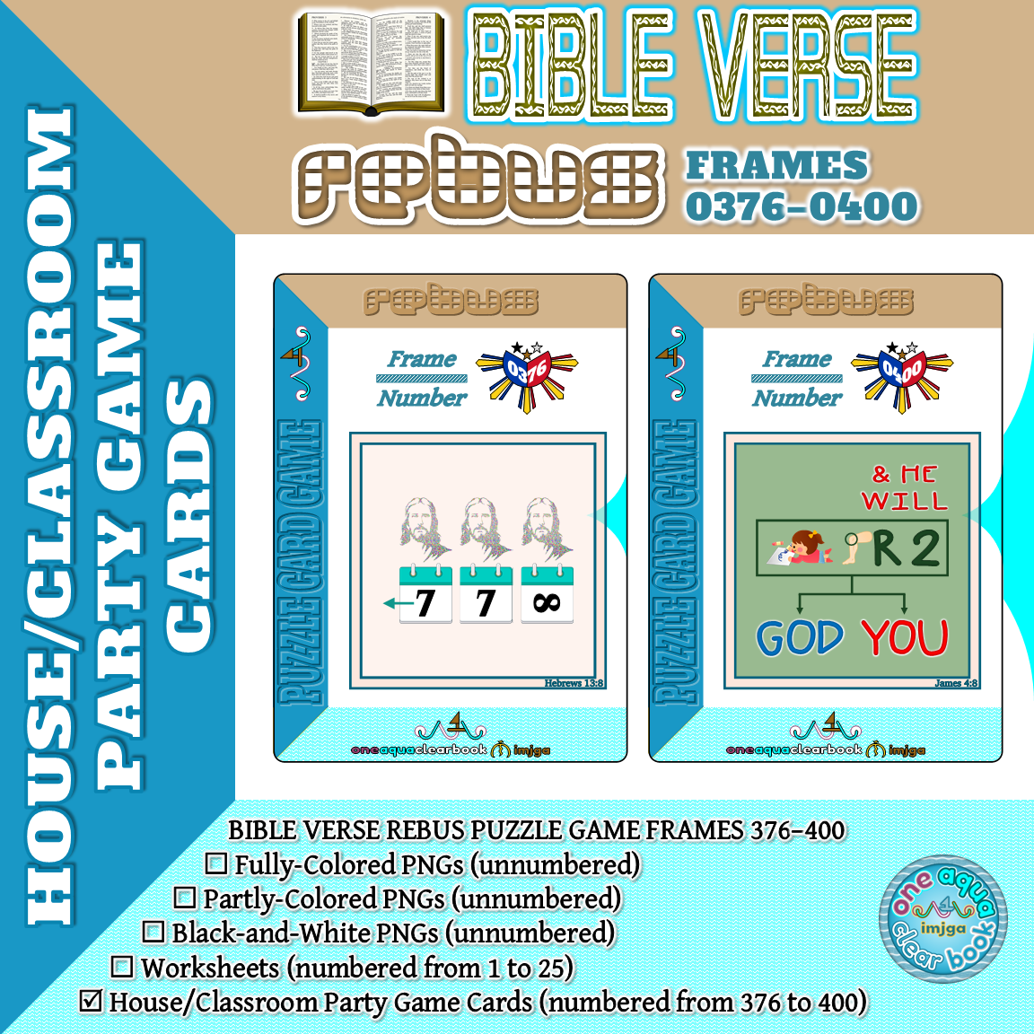BIBLE VERSE Rebus Puzzle Party Game Cards 376 400 Made By Teachers