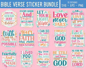 Bible Verse Sticker Bundle Bible Verse Sticker Bible Quotes Sticker Bible Printable Sticker Religious Sticker Bible Typography Sticker Etsy