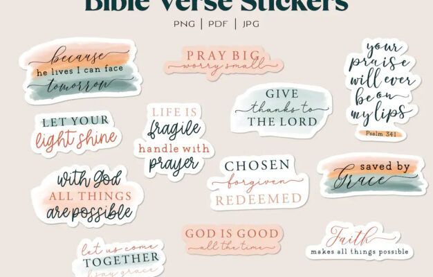 Bible Verse Sticker Bundle Religious Quote Stickers Religious Printable Stickers Bundle DIY Laptop Decal Print Cut Bible Stickers Etsy