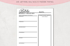 Bible Weekly Reading Plan Template Printable Journal Pages Christian Notes Planner US Letter Size A4 And A5 Etsy