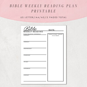 Bible Weekly Reading Plan Template Printable Journal Pages Christian Notes Planner US Letter Size A4 And A5 Etsy
