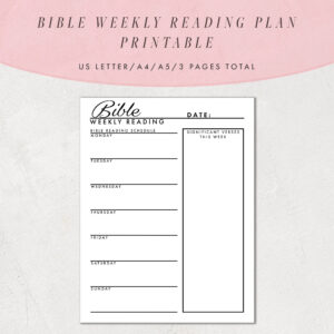 bible weekly reading plan template printable journal pages christian notes planner us letter size a4 and a5 etsy