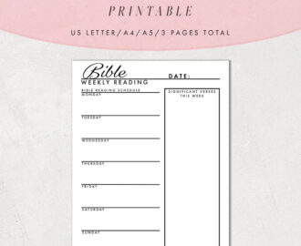 Bible Weekly Reading Plan Template Printable Journal Pages Christian Notes Planner US Letter Size A4 And A5 Etsy