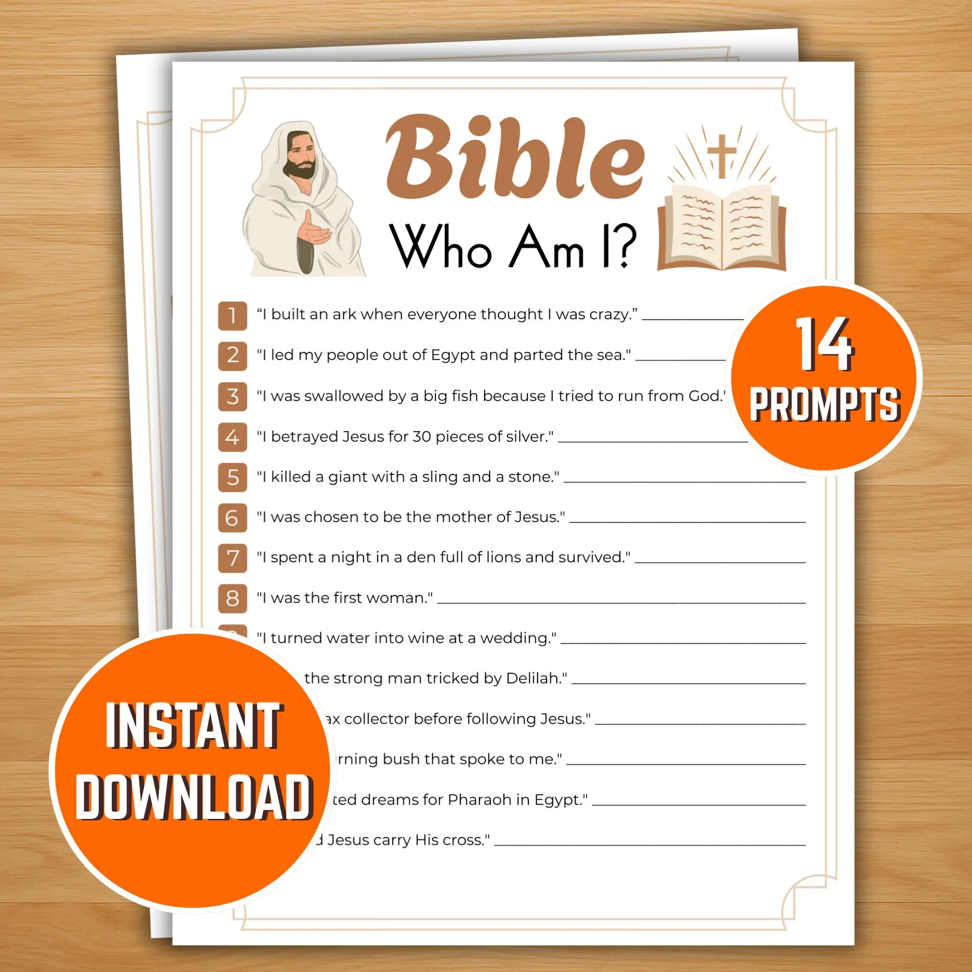 Bible Who Am I Game Printable Bible Trivia Game Printable Bible Character Game Church Game For Kids Christian Game Night Activity Etsy