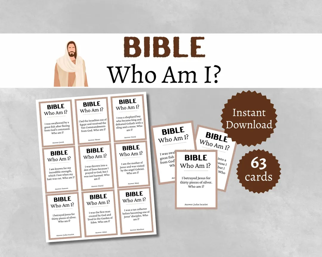Bible Who Am I Trivia Cards Printable Christian Party Game For Kids Teens And Adults New And Old Testament Church Activity Etsy