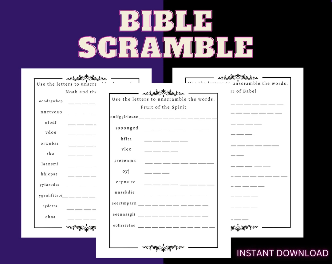 Bible Word Scramble Bible Games For Adults Bible Printables Bible Memory Christian Worksheet For Adults Bible Game Printable Etsy