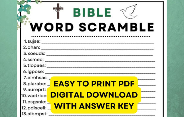 Bible Word Scramble Game Instant Digital Download PDF Printable 24 Questions Plus An Answer Key Great For Parties Etsy